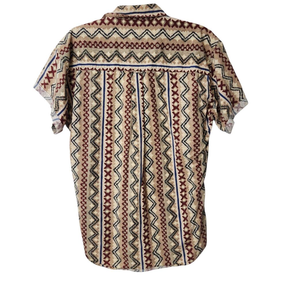 VTG Ralph Lauren Shirt Men Large 90s Funky Pattern Button Up Short Sleeve Tribal - Picture 2 of 8